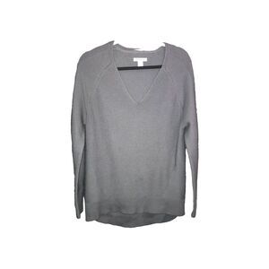 Athleta Sweater Tunic Hanover V-Neck  Long Sleeve Soft Top Mist Grey Small Petit